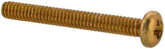 Made in USA - #2-56 UNC, 3/4" Length Under Head Phillips Drive Machine Screw - Pan Head, Grade 3 Steel, Yellow Cadmium-Plated Finish, Without Washer - Eagle Tool & Supply