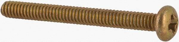Made in USA - #2-56 UNC, 7/8" Length Under Head Phillips Drive Machine Screw - Pan Head, Grade 3 Steel, Yellow Cadmium-Plated Finish, Without Washer - Eagle Tool & Supply