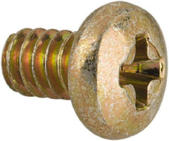 Made in USA - #4-40 UNC, 3/16" Length Under Head Phillips Drive Machine Screw - Pan Head, Grade 3 Steel, Yellow Cadmium-Plated Finish, Without Washer - Eagle Tool & Supply