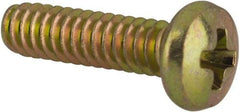 Made in USA - #4-40 UNC, 7/16" Length Under Head Phillips Drive Machine Screw - Pan Head, Grade 3 Steel, Yellow Cadmium-Plated Finish, Without Washer - Eagle Tool & Supply
