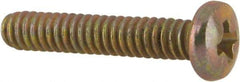 Made in USA - #4-40 UNC, 5/8" Length Under Head Phillips Drive Machine Screw - Pan Head, Grade 3 Steel, Yellow Cadmium-Plated Finish, Without Washer - Eagle Tool & Supply