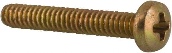 Made in USA - #4-40 UNC, 3/4" Length Under Head Phillips Drive Machine Screw - Pan Head, Grade 3 Steel, Yellow Cadmium-Plated Finish, Without Washer - Eagle Tool & Supply