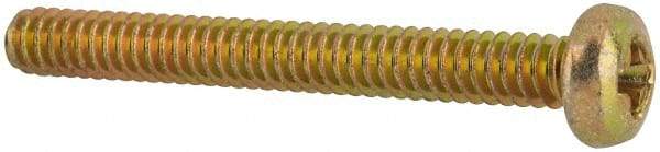 Made in USA - #4-40 UNC, 1" Length Under Head Phillips Drive Machine Screw - Pan Head, Grade 3 Steel, Yellow Cadmium-Plated Finish, Without Washer - Eagle Tool & Supply