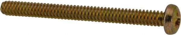 Made in USA - #4-40 UNC, 1-1/4" Length Under Head Phillips Drive Machine Screw - Pan Head, Grade 3 Steel, Yellow Cadmium-Plated Finish, Without Washer - Eagle Tool & Supply