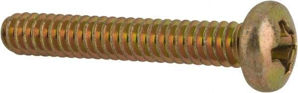 Made in USA - #6-32 UNC, 7/8" Length Under Head Phillips Drive Machine Screw - Pan Head, Grade 3 Steel, Yellow Cadmium-Plated Finish, Without Washer - Eagle Tool & Supply