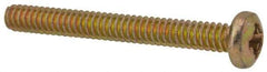 Made in USA - #6-32 UNC, 1-1/4" Length Under Head Phillips Drive Machine Screw - Pan Head, Grade 3 Steel, Yellow Cadmium-Plated Finish, Without Washer - Eagle Tool & Supply
