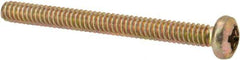 Made in USA - #6-32 UNC, 1-1/2" Length Under Head Phillips Drive Machine Screw - Pan Head, Grade 3 Steel, Yellow Cadmium-Plated Finish, Without Washer - Eagle Tool & Supply