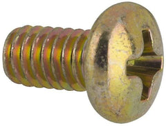 Made in USA - #8-32 UNC, 5/16" Length Under Head Phillips Drive Machine Screw - Pan Head, Grade 3 Steel, Yellow Cadmium-Plated Finish, Without Washer - Eagle Tool & Supply