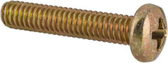 Made in USA - #8-32 UNC, 7/8" Length Under Head Phillips Drive Machine Screw - Pan Head, Grade 3 Steel, Yellow Cadmium-Plated Finish, Without Washer - Eagle Tool & Supply