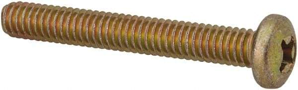 Made in USA - #8-32 UNC, 1-1/4" Length Under Head Phillips Drive Machine Screw - Pan Head, Grade 3 Steel, Yellow Cadmium-Plated Finish, Without Washer - Eagle Tool & Supply