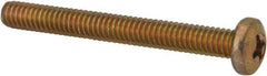 Made in USA - #8-32 UNC, 1-1/2" Length Under Head Phillips Drive Machine Screw - Pan Head, Grade 3 Steel, Yellow Cadmium-Plated Finish, Without Washer - Eagle Tool & Supply