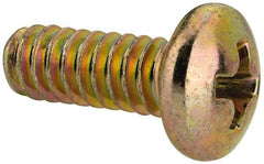 Made in USA - #10-24 UNC, 1/2" Length Under Head Phillips Drive Machine Screw - Pan Head, Grade 3 Steel, Yellow Cadmium-Plated Finish, Without Washer - Eagle Tool & Supply