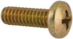 Made in USA - #10-24 UNC, 5/8" Length Under Head Phillips Drive Machine Screw - Pan Head, Grade 3 Steel, Yellow Cadmium-Plated Finish, Without Washer - Eagle Tool & Supply
