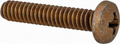 Made in USA - #10-24 UNC, 1" Length Under Head Phillips Drive Machine Screw - Pan Head, Grade 3 Steel, Yellow Cadmium-Plated Finish, Without Washer - Eagle Tool & Supply