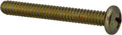 Made in USA - #10-24 UNC, 1-1/2" Length Under Head Phillips Drive Machine Screw - Pan Head, Grade 3 Steel, Yellow Cadmium-Plated Finish, Without Washer - Eagle Tool & Supply