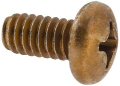 Made in USA - 1/4-20 UNC, 1/2" Length Under Head Phillips Drive Machine Screw - Pan Head, Grade 3 Steel, Yellow Cadmium-Plated Finish, Without Washer - Eagle Tool & Supply