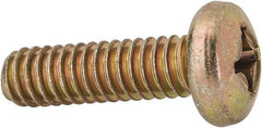 Made in USA - 1/4-20 UNC, 7/8" Length Under Head Phillips Drive Machine Screw - Pan Head, Grade 3 Steel, Yellow Cadmium-Plated Finish, Without Washer - Eagle Tool & Supply