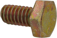 Made in North America - 1/4-20 UNC, 1/2" Length Under Head Hex Head Cap Screw - Grade 8 Alloy Steel, Zinc-Plated Finish, 7/16" Hex - Eagle Tool & Supply