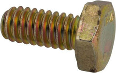 Made in North America - 1/4-20 UNC, 9/16" Length Under Head Hex Head Cap Screw - Grade 8 Alloy Steel, Zinc-Plated Finish, 7/16" Hex - Eagle Tool & Supply