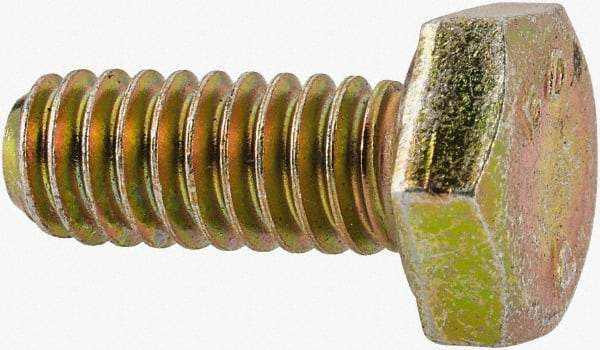 Made in North America - 1/4-20 UNC, 5/8" Length Under Head Hex Head Cap Screw - Grade 8 Alloy Steel, Zinc-Plated Finish, 7/16" Hex - Eagle Tool & Supply