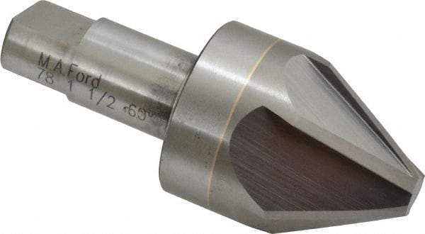 M.A. Ford - 1-1/2" Head Diam, 3/4" Shank Diam, 6 Flute 60° Solid Carbide Countersink - Bright Finish, 3-1/2" OAL, 0.43" Nose Diam, Single End, Straight Shank, Right Hand Cut - Eagle Tool & Supply