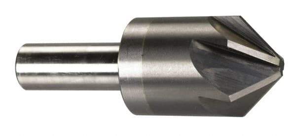 M.A. Ford - 1" Head Diam, 1/2" Shank Diam, 6 Flute 100° Solid Carbide Countersink - Bright Finish, 2-3/4" OAL, 1/4" Nose Diam, Single End, Straight Shank, Right Hand Cut - Eagle Tool & Supply