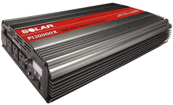 Solar - 3 Connection, 12 VDC Input, 120 VAC Output, 6,000 Peak Wattage, Power Inverter - 3,000 Watt Continuous Output Power - Eagle Tool & Supply