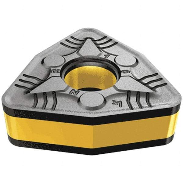 Iscar - WNMG433 NR Grade IC5010 Carbide Turning Insert - TiCN/Al2O3/TiN Finish, 80° Trigon, 1/2" Inscr Circle, 3/16" Thick, 3/64" Corner Radius - Eagle Tool & Supply