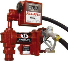 Tuthill - 15 GPM, 3/4" Hose Diam, DC Tank Pump with Manual Nozzle & 807C Meter - 1" Inlet, 3/4" Outlet, 12 Volts, 12' Hose Length, 1/4 hp - Eagle Tool & Supply