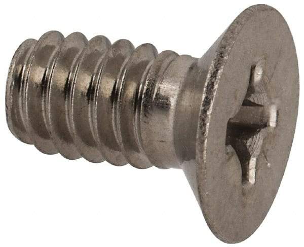 Made in USA - 1/4-20 UNC, 1/2" OAL Phillips Drive Machine Screw - Flat Head, Grade 18-8 Stainless Steel, Passivated Finish, Without Washer - Eagle Tool & Supply