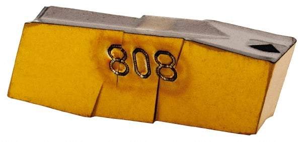 Iscar - 318020GIP Grade IC808, 3.18mm Cutting Width Carbide Grooving Insert - 13mm Max Depth of Cut, Neutral, 0.2mm Corner Radius, TiAlN Finish - Eagle Tool & Supply