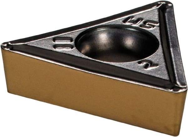 Iscar - TCMT3-2 SM Grade IC807 Carbide Turning Insert - TiAlN Finish, 60° Triangle, 3/8" Inscr Circle, 5/32" Thick, 1/32" Corner Radius - Eagle Tool & Supply