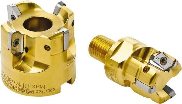 Seco - 25mm Cutting Diam, 7.5mm Max Depth of Cut, Modular Connection Indexable Copy End Mill - 2 Inserts, XP.. 12 Insert, R217.97 Toolholder, Through Coolant - Eagle Tool & Supply