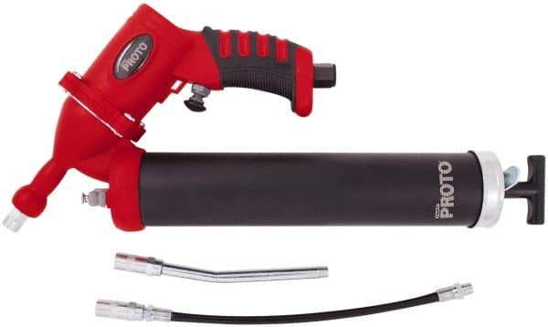 Proto - 3,600 Max psi, Air-Operated Grease Gun - 14 oz Capacity, 1/8 Thread Outlet, 3-Way, Bulk, Cartridge & Filler Pump - Eagle Tool & Supply