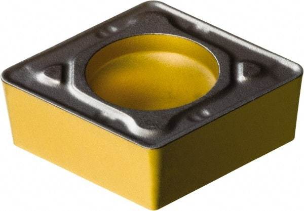 Sandvik Coromant - CCMT432 PR Grade 4335 Carbide Turning Insert - TiCN/AI2O3/TiN Finish, 80° Diamond, 1/2" Inscr Circle, 3/16" Thick, 1/32" Corner Radius - Eagle Tool & Supply