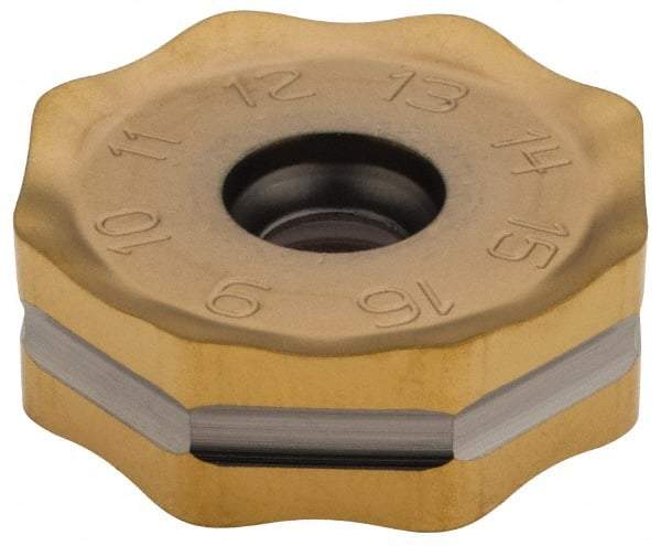 Seco - ONMU090520 ME12 Grade F40M Carbide Milling Insert - TiAlN/TiN Finish, 0.228" Thick, 0.866" Inscribed Circle - Eagle Tool & Supply