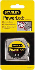 Stanley - 10' x 1/4" Yellow Blade Tape Measure - 1/32 & 1/16" Graduation, Inch Graduation Style, Silver Case - Eagle Tool & Supply