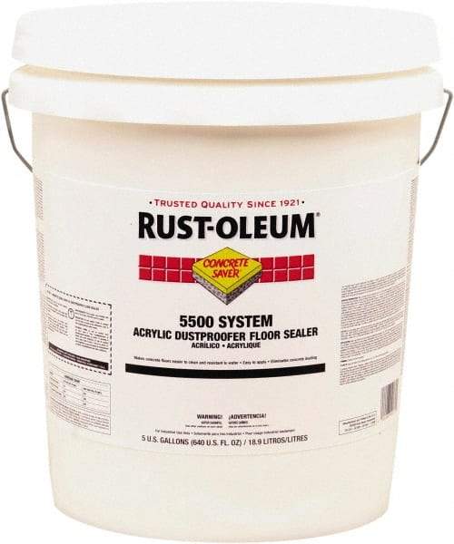 Rust-Oleum - 5 Gal Can Satin Clear Floor Coating - 150 to 300 Sq Ft/Gal Coverage, 37 g/L VOC Content - Eagle Tool & Supply