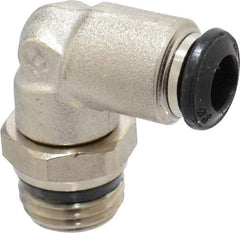 Alpha Technologies - 6mm Outside Diam, 1/4 Universal, Nickel Plated Brass Push-to-Connect Tube Male Swivel Elbow - 250 Max psi, Tube to Universal Thread Connection, Buna O-Ring - Eagle Tool & Supply
