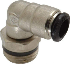 Alpha Technologies - 8mm Outside Diam, 3/8 Universal, Nickel Plated Brass Push-to-Connect Tube Male Swivel Elbow - 250 Max psi, Tube to Universal Thread Connection, Buna O-Ring - Eagle Tool & Supply