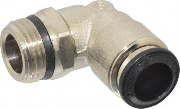 Alpha Technologies - 10mm Outside Diam, 3/8 Universal, Nickel Plated Brass Push-to-Connect Tube Male Swivel Elbow - 250 Max psi, Tube to Universal Thread Connection, Buna O-Ring - Eagle Tool & Supply