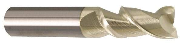 Accupro - 1", 2" LOC, 1" Shank Diam, 4" OAL, 2 Flute, Solid Carbide Square End Mill - Single End, ZrN Finish, Spiral Flute, Variable° Helix, Centercutting, Right Hand Cut, Right Hand Flute - Eagle Tool & Supply