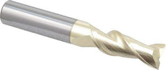 Accupro - 3/8", 1" LOC, 3/8" Shank Diam, 2-1/2" OAL, 2 Flute, Solid Carbide Square End Mill - Single End, ZrN Finish, Spiral Flute, Variable° Helix, Centercutting, Right Hand Cut, Right Hand Flute - Eagle Tool & Supply