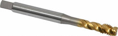 OSG - M8x1.25 Metric Coarse 3 Flute 6H Modified Bottoming Spiral Flute Tap - Vanadium High Speed Steel, TiN Finish, 90mm OAL, Right Hand Flute, Right Hand Thread - Exact Industrial Supply