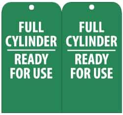 NMC - 3" High x 6" Long, FULL CYLINDER-READY FOR USE, English Safety & Facility Accident Prevention Tag - Tag Header: Notice, 2 Sides, Green & White Unrippable Vinyl - Eagle Tool & Supply