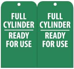 NMC - 3" High x 6" Long, FULL CYLINDER-READY FOR USE, English Safety & Facility Accident Prevention Tag - Tag Header: Notice, 2 Sides, Green & White Unrippable Vinyl - Eagle Tool & Supply