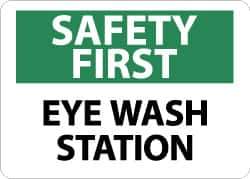 NMC - "Safety First - Eye Wash Station", 10" Long x 14" Wide, Aluminum Safety Sign - Rectangle, 0.04" Thick, Use for First Aid - Eagle Tool & Supply