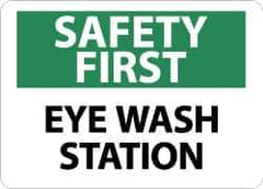 NMC - "Safety First - Eye Wash Station", 10" Long x 14" Wide, Aluminum Safety Sign - Rectangle, 0.04" Thick, Use for First Aid - Eagle Tool & Supply