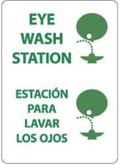 NMC - "Eye Wash Station", 14" Long x 10" Wide, Pressure-Sensitive Vinyl Safety Sign - Rectangle, 0.004" Thick, Use for First Aid - Eagle Tool & Supply