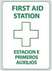 NMC - "First Aid Station", 14" Long x 10" Wide, Rigid Plastic Safety Sign - Rectangle, 0.05" Thick, Use for First Aid - Eagle Tool & Supply
